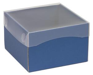 Dárková krabička s průhledným víkem 150x150x100/35 mm, modrá