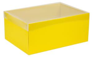 Dárková krabice s průhledným víkem 350x250x150/35 mm, žlutá