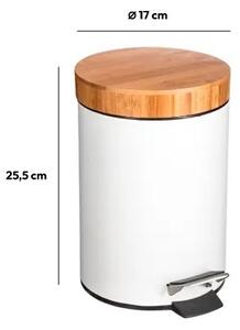 Odpadkový koš s bambusovým víkem NATUREO 3L, bílý