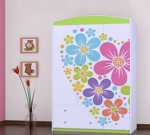 Happy Babies Třídveřová šatní skříň SZ09 Happy - srdce z květů Barva: kalvados