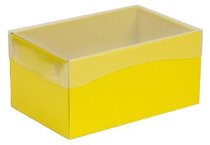Dárková krabička s průhledným víkem 200x125x100/35 mm, žlutá