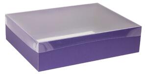 Dárková krabice s průhledným víkem 400x300x100/35 mm, fialová