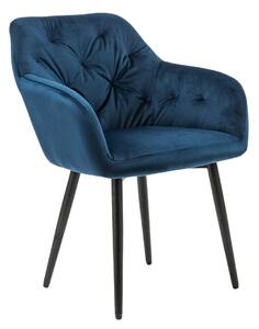 SALESFEVER Sametová židle modrá 61 × 45 × 85 cm