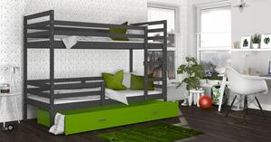 Poschoďová postel Jacek MDF - šedá + jiné varianty Velikost spací plochy: 160x80, Barva: zelená, Matrace: ne