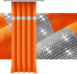 Závěs na řasící pásce se zirkóny 140x250 cm oranžový