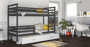 Poschoďová postel Jacek MDF - šedá + jiné varianty Velikost spací plochy: 160x80, Barva: bílá, Matrace: ne
