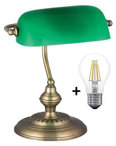 Rabalux 4038 Bank - Bankéřská lampička + Dárek retro LED žárovka (Bankovní lampička - zelená + bronzová)