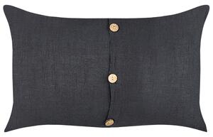Sada 2 dekorativních polštářů BANORI Len 30 x 50 cm Černá Bez vzoru