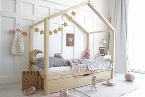 Domečková postel HouseBed se šuplíkem Velikost spací plochy: 140x70, Barva: přírodní dřevo