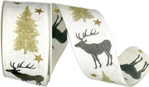 Stuha vánoční Nordic Reindeer Elegance černo bílá 40mm x 2m (16,-Kč/m)