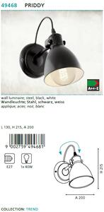 Eglo 49468 PRIDDY - Retro nástěnné svítidlo + Dárek LED žárovka (Nástěnné svítidlo v retro-industriálním stylu)