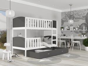 Poschoďová postel Lexi - bílá + jiné varianty Velikost spací plochy: 160x80, Barva: šedá