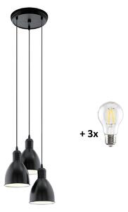Eglo 49465 PRIDDY - Retro tříramenné závěsné svítidlo + Dárek 3x LED žárovka (Závěsné svítidlo v retro-industriálním stylu)