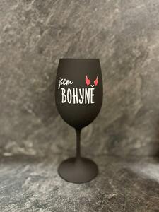 JSEM BOHYNĚ - černá sklenice na víno 350 ml