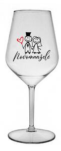 NOVOMANŽELÉ - čirá nerozbitná sklenice na víno 470 ml