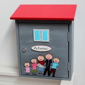 Dřevěná poštovní schránka antracit - domeček