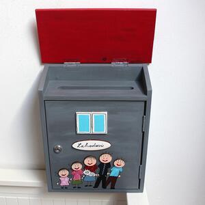 Dřevěná poštovní schránka antracit - domeček