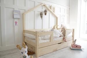Domečková postel Bali Duo Plus se zábranami - jednoduchá Velikost spací plochy: 120x60, Barva: přírodní dřevo