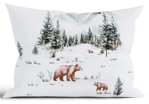 MK Lůžkoviny Vánoční bavlněný povlak na polštář Renforcé 40 x 60 cm - Medvědi v zimě