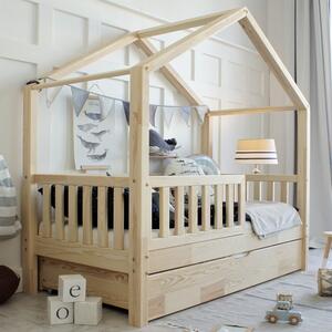 Domečková postel HouseBed Plus Velikost spací plochy: 120x60, Barva: přírodní dřevo