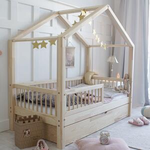 Domečková postel HouseBed Plus - příčky Velikost spací plochy: 120x60, Barva: přírodní dřevo