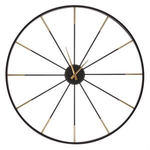 Nástěnné hodiny 65 cm – kovové v designu kola, černé