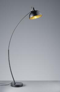 Trio Leuchten R46041032 RECIFE - Moderní oblouková stojací lampa 1 x E27, 155cm (Stojací lampa nejen do obýváku, černo zlaté stínidlo)