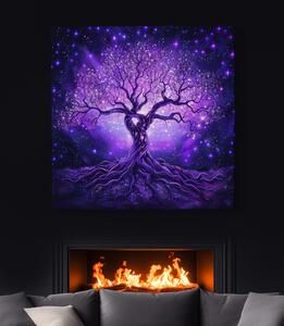 Obraz na plátně - Strom života Purpurová aura FeelHappy.cz Velikost obrazu: 40 x 40 cm