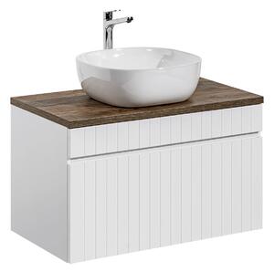 Comad Koupelnová skříňka s deskovým umyvadlem Iconic White 80 bílá matná/dub santa fe