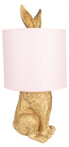 Zlatá stolní lampa králík s růžovým stínidlem Rabbi