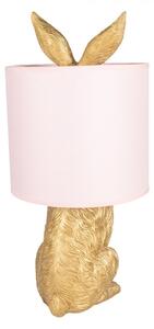 Zlatá stolní lampa králík s růžovým stínidlem Rabbi
