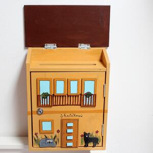 Dřevěná poštovní schránka na míru - DŮM s balkónem II
