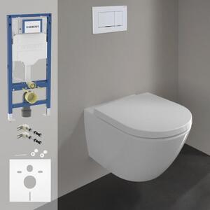 Kompletní sada toalety Villeroy & Boch Subway 3.0, včetně toalety s povrchem CeramicPlus, toaletního sedátka, instalačního modulu Geberit Duofix a ovládacího panelu