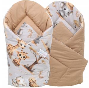 Oboustranná zavinovačka pro miminka 80x80 cm BABYMAM PREMIUM - Dobrodružství v džungli/skořicová