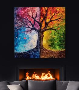 Obraz na plátně - Strom života Čtvero ročních období FeelHappy.cz Velikost obrazu: 40 x 40 cm