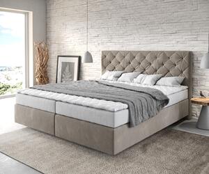 DELIFE Boxspring postel Dream-Great 180x200 cm mikrovlákno béžová s matrací a topperem