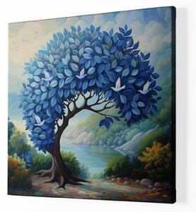 Obraz na plátně - Strom života Bílé holubice FeelHappy.cz Velikost obrazu: 140 x 140 cm