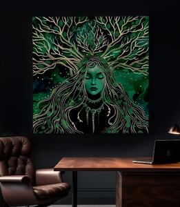Obraz na plátně - Strom života Emeraldová žena FeelHappy.cz Velikost obrazu: 40 x 40 cm