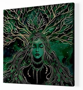 Obraz na plátně - Strom života Emeraldová žena FeelHappy.cz Velikost obrazu: 40 x 40 cm