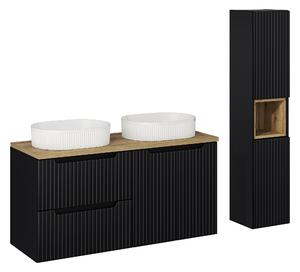 Comad Set koupelnového nábytku Nova Black 120 dub wotan/černá mat (7 kusů nábytku)