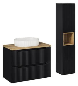 Comad Set koupelnového nábytku Nova Black 80 černá matná/dub wotan (5 kusů nábytku)