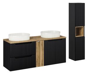 Comad Set koupelnového nábytku Nova Black 140 černá matná/dub wotan (8 kusů nábytku)