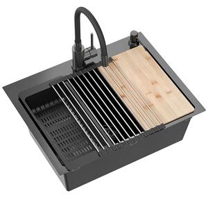 Ocelový dřez LUKE 110 WORKSTATION Black