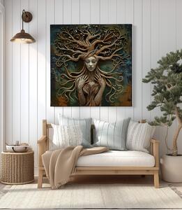 Obraz na plátně - Strom života Žena v silných větvích FeelHappy.cz Velikost obrazu: 40 x 40 cm