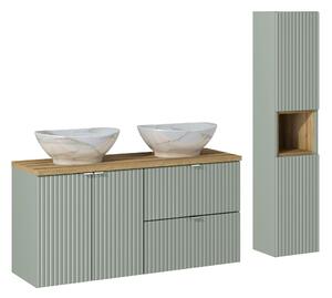 Comad Set koupelnového nábytku Line Reed Green 120 rákosově zelená/dub evoke (6 kusů nábytku)
