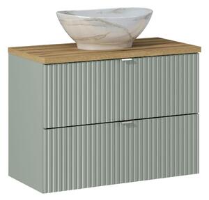 Comad Koupelnová skříňka s deskovým umyvadlem Line Reed Green 80 rákosově zelená/dub