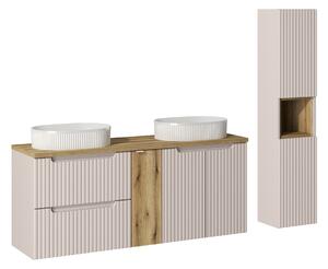 Comad Set koupelnového nábytku Nova Cashmere 140 kašmír/dub evoke 2 (8 kusů nábytku)