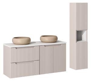 Comad Set koupelnového nábytku Nova Cashmere 120 kašmír mat/bílá mat (7 kusů nábytku)