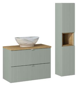 Comad Set koupelnového nábytku Line Reed Green 80 rákosově zelená/dub evoke (5 kusů nábytku)