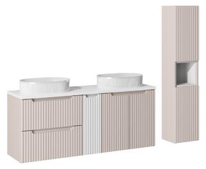 Comad Set koupelnového nábytku Nova Cashmere 140 bílá/kašmír mat - kompletní set (8 kusů nábytku)